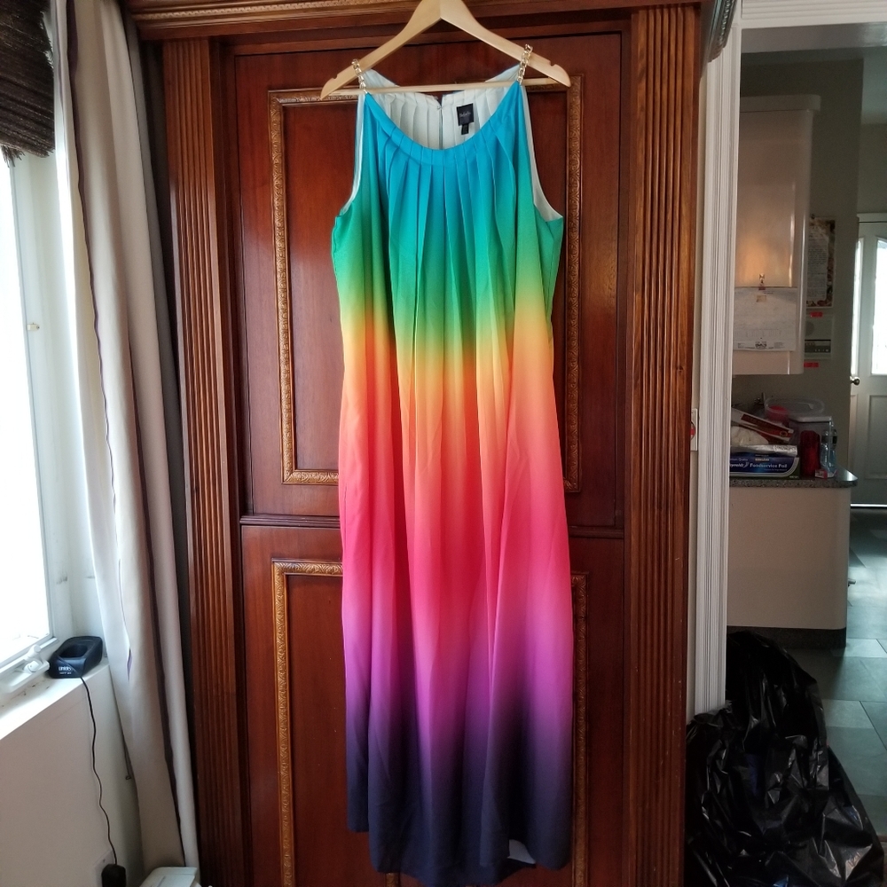 Rafaella rainbow flowy chiffon maxi dress